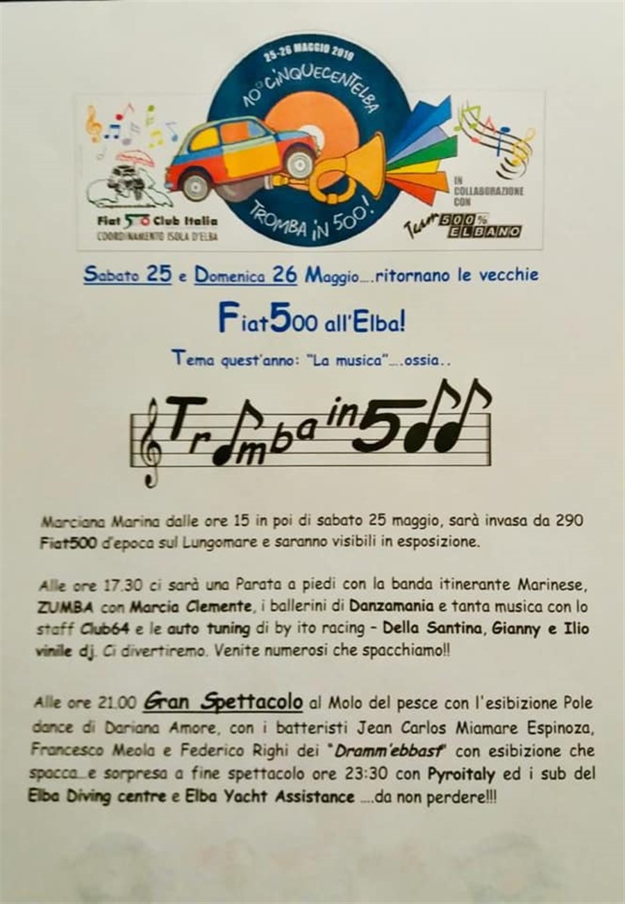 Raduno Fiat 500 con spettacolo piromusicale