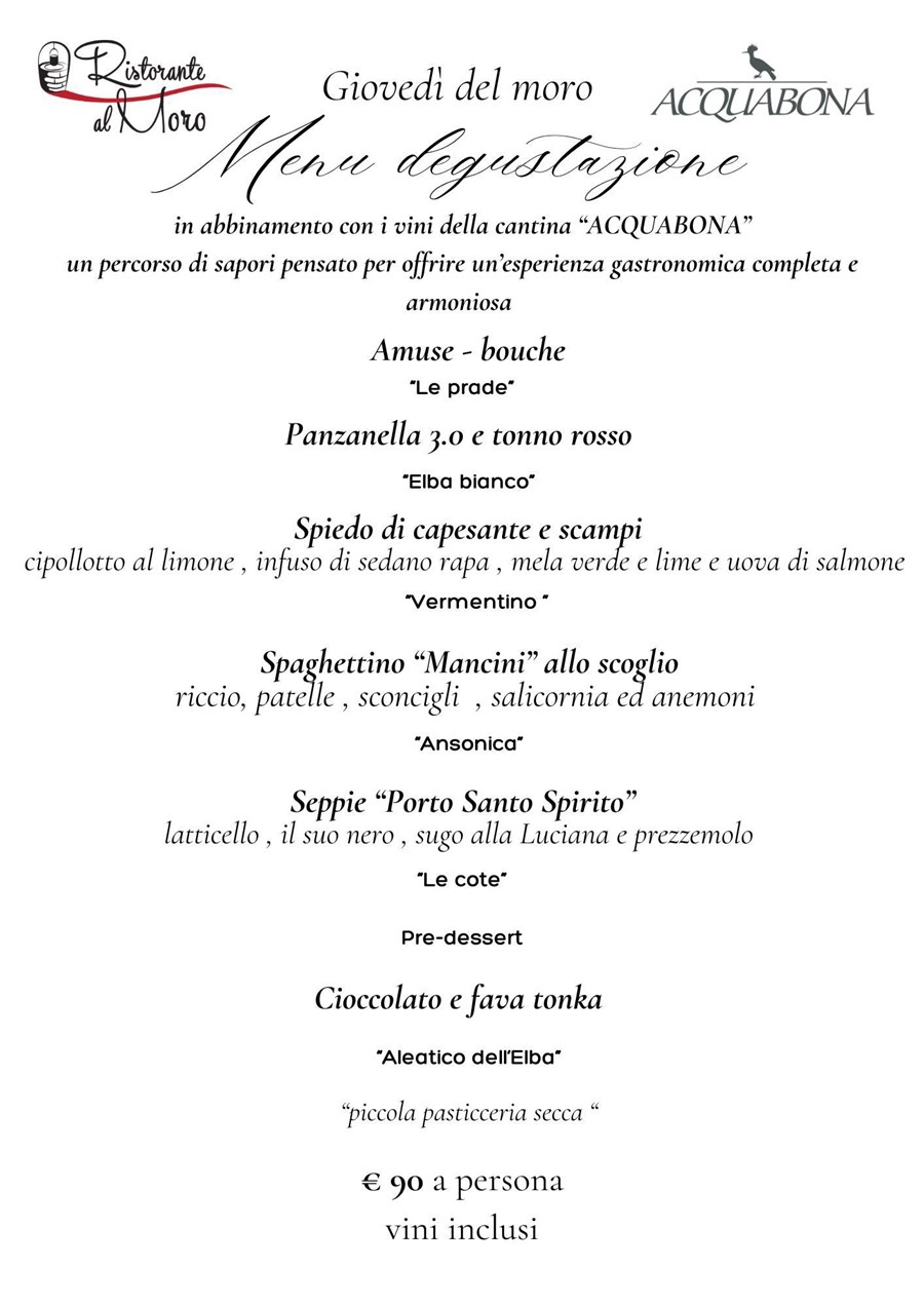 🍷 Giovedì del Moro: sapori d’autore e vini dell’Isola d’Elba