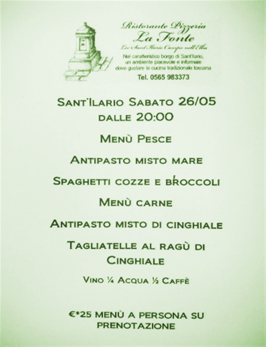 Dinner with Menù in S.Ilario