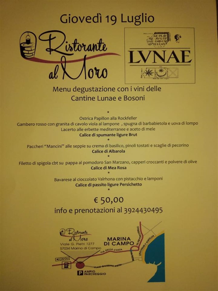 Menu Degustazione - Cantine Lunae e Bosoni