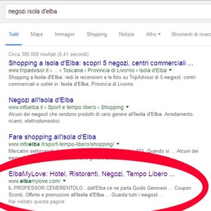ELBAMYLOVE.com in 1a pagina su GOOGLE