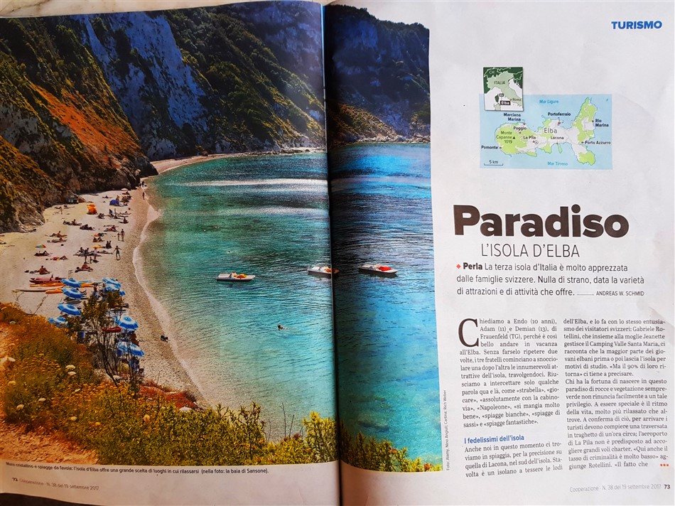 ELBAnewsLETTER - On the weekly magazin of COOP SWITZERLAND the Island of Elba is ... THE PARADISE!